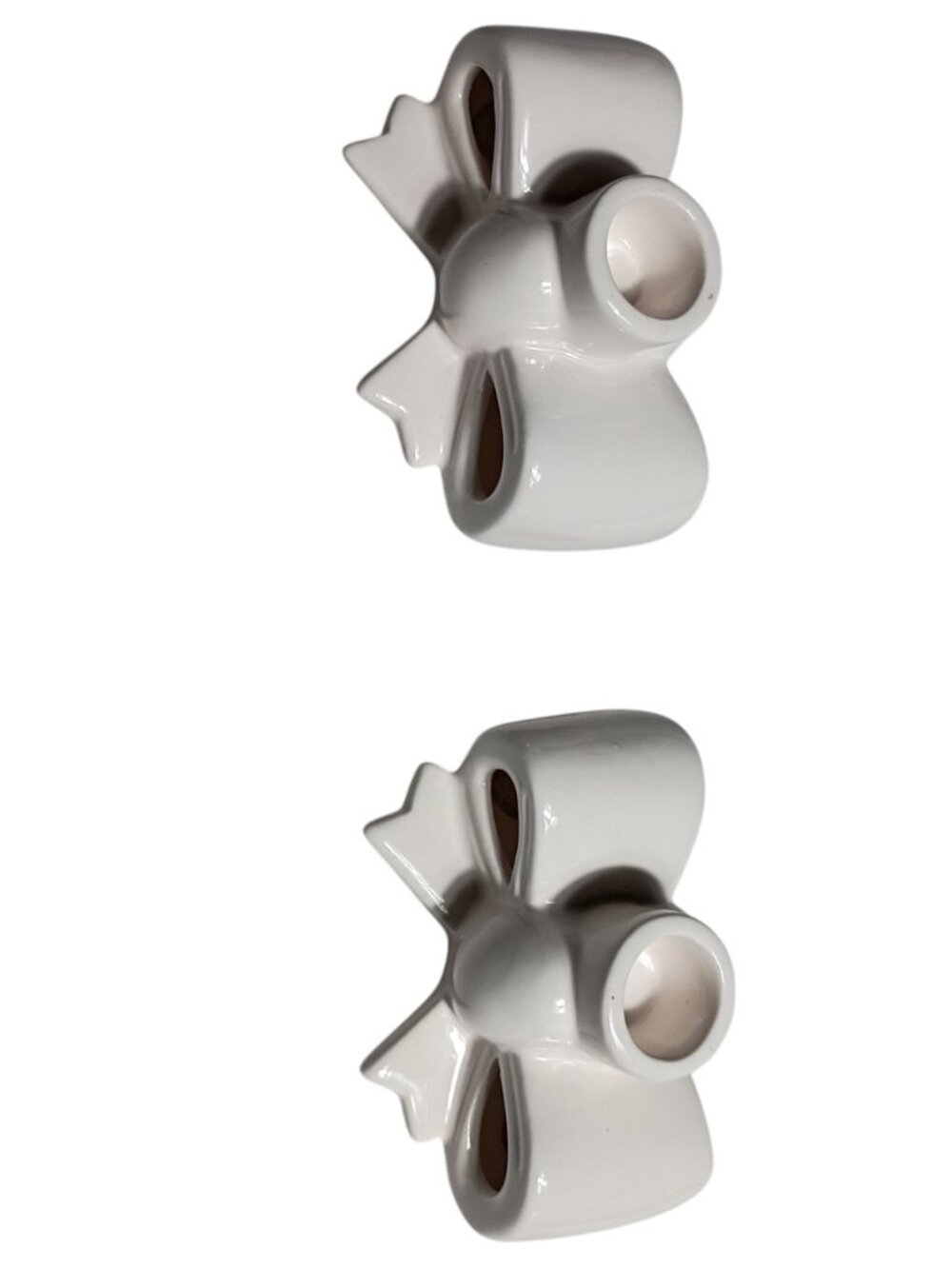 My Texas House Tx 2 Piece Ceramic Bow Candle Holder Set White Home Decor